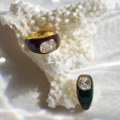 Claire - Anillos llamativos de cristal esmaltado