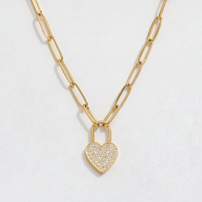 Blaise - Paperclip Crystal Heart Pendant Necklace