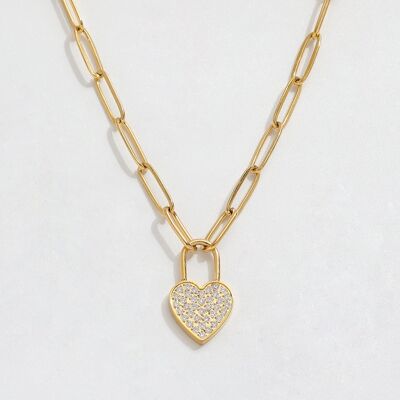 Blaise - Collana con ciondolo a cuore in cristallo con graffetta