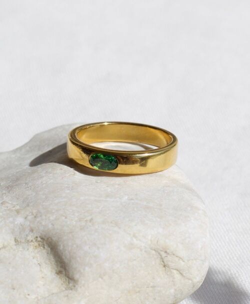 Enoch - Green Crystal Gold Band