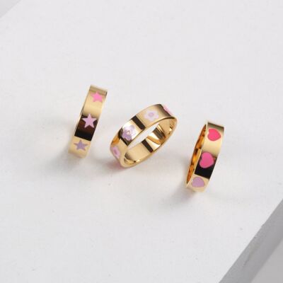 Molly - Heart, Stars, Flowers Emaille Gold Bands
