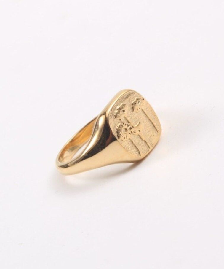 Max - Anello con sigillo quadrato con campo di fiori