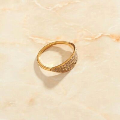 Plain and Crystal Paved Leave Ring Bands