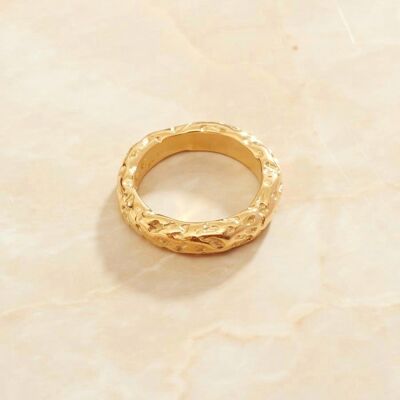 Sophia - Meteorite Hammered Gold Band