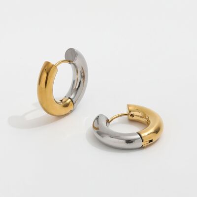 Hector  - Duo Colour Chunky Huggie Hoops
