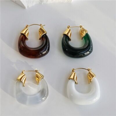Cyril - Acrylic Glaze Hoop Earrings