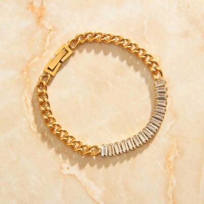Afroditi - Half Curb Chain Half Crystal Bracelet