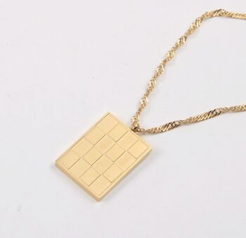 Zeno - Collier pendentif en or damier 3