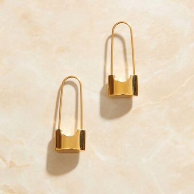Lea -  Safety Pin Lock Earrings