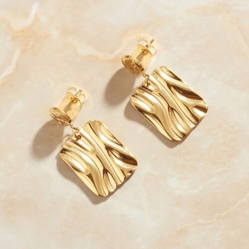 Adele - Hammered Square Charm Earrings