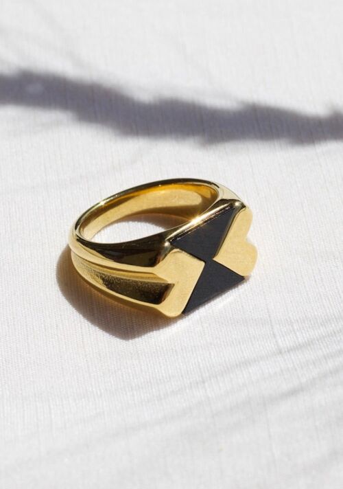 Elodie - Geometric Checkboard Block Ring