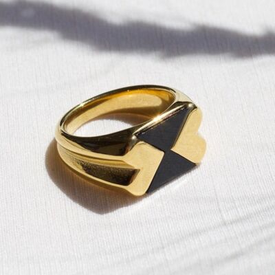 Elodie - Bague Bloc Damier Géométrique