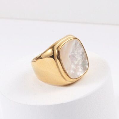 Gabriel - Large Square Signet Mother of Pearl Ring