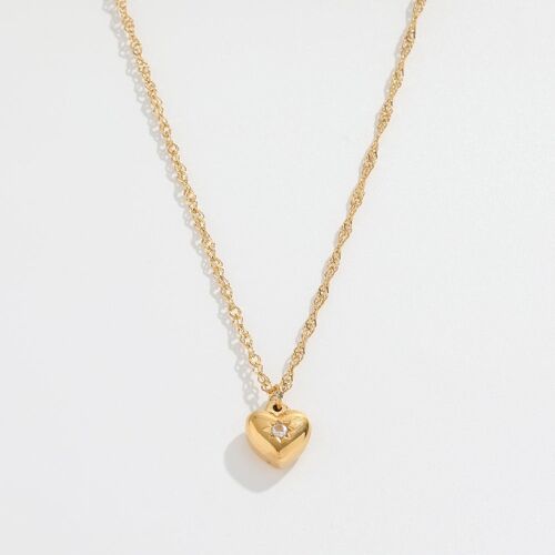 Marceau - Puffed Crystal Heart Pendant Necklace