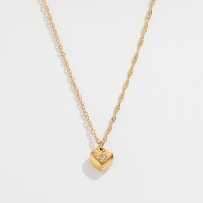 Marceau - Puffed Crystal Heart Pendant Necklace
