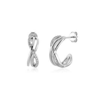 Adalene - Boucles d'oreilles Huggie en cristaux pavés torsadés 2