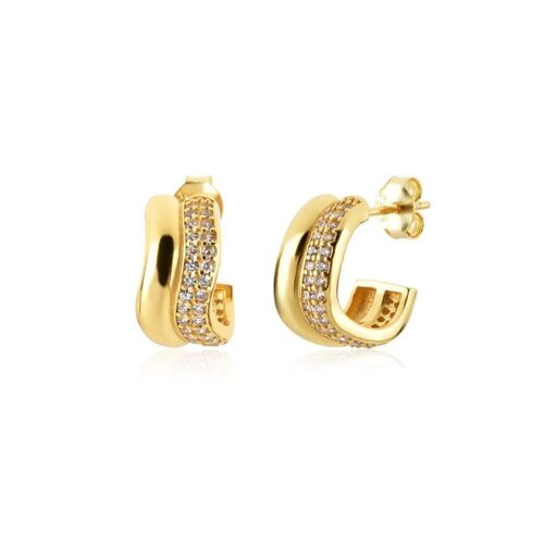 Sandy - Chunky Double Row Pavé Crystal Huggie Hoops