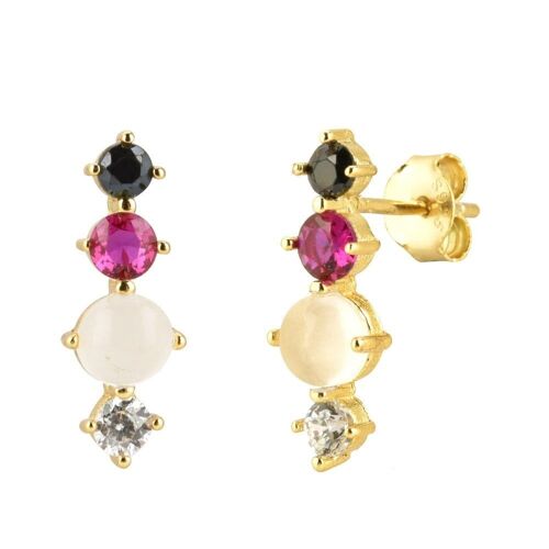 Abella - Dainty Multi Gemstone Crystal Studs