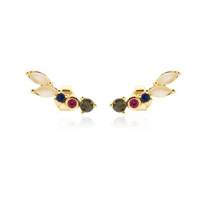 Adela - Clous d'escalade en cristal Dainty Multi Gemstone