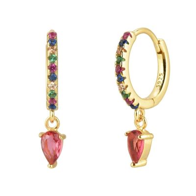 Bernice - Pendientes Dainty Teardrop Pavé Huggy