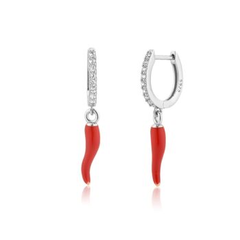 Bogy - Boucles d'Oreilles Huggy Pavées de Cristaux à Charme Chilli 4