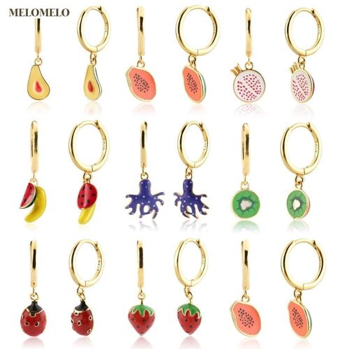 Birkenhead - Fruit Assortment Charm Enamel Huggy Earrings