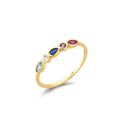 Edingburgh - Dainty Bezel Crystal Stacking Ring