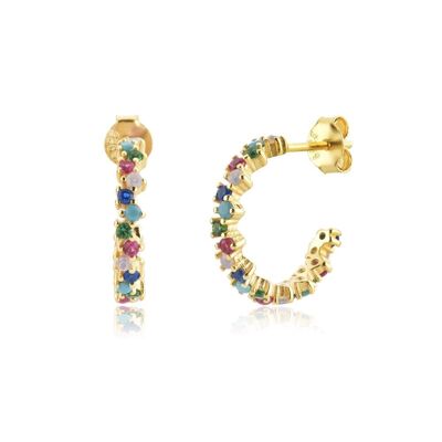 Carmel - Boucles d'oreilles Huggy en cristal arc-en-ciel Tutti Frutti