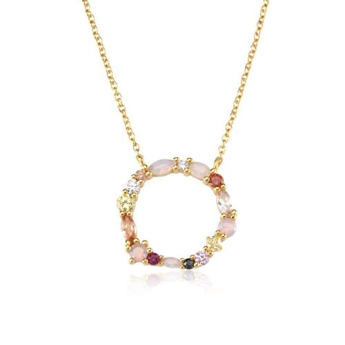 Bergen - Multi Gemstone Open Charm Necklace