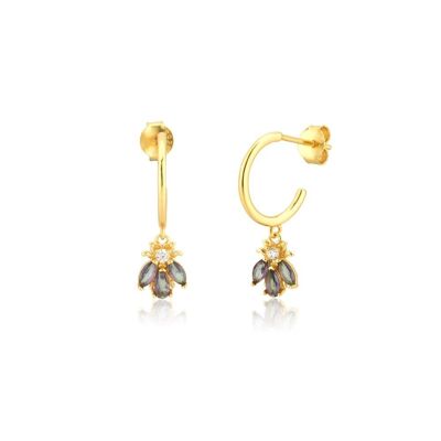 Geneve - Pendientes Huggie con abalorio de abeja de miel