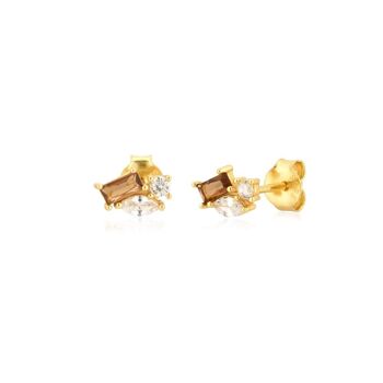 Geneve - Boucles d'oreilles puces en cristal Honey Comb 1