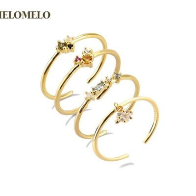 Assisi - Dainty Multicolor Crystal Stacking Rings