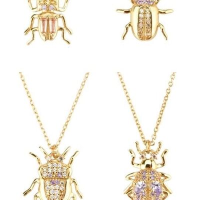 Bergamo - Beetle Multi Crystal Bug Me Pendant Necklaces