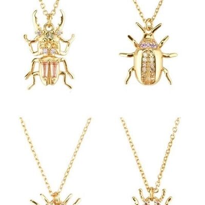 Bérgamo - Beetle Multi Crystal Bug Me Colgante Collares