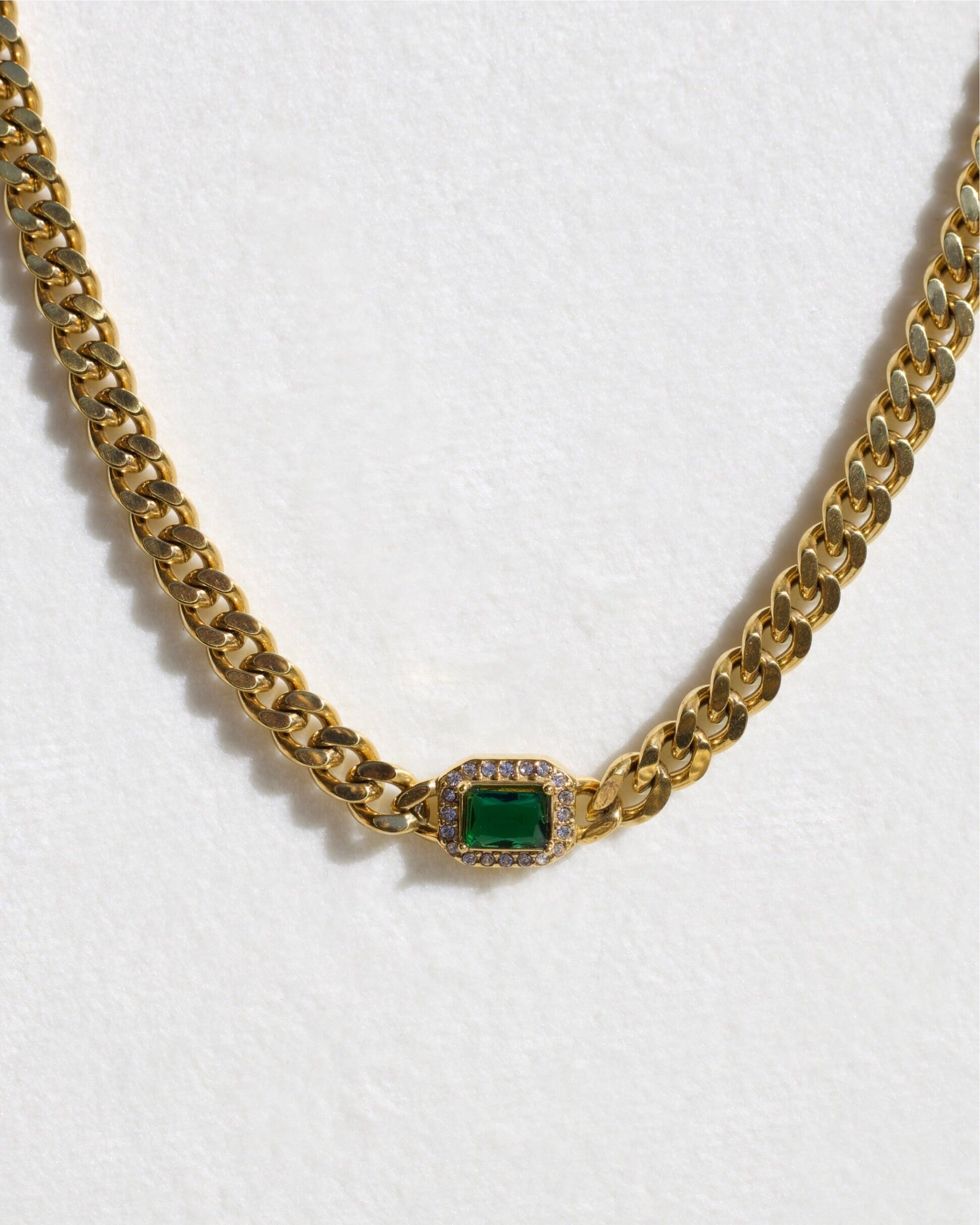 Rafal - Collana con catena a maglia cubana Cz girocollo in cristallo