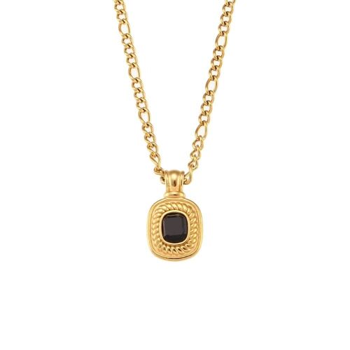 Teoma - Black Crystal Vintage Box Chain Necklace