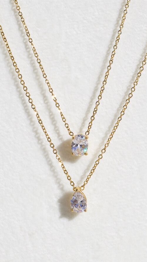 Abboid - Single Crystal Drop Gold Chain Necklace
