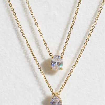 Abboid - Single Crystal Drop Gold Chain Necklace