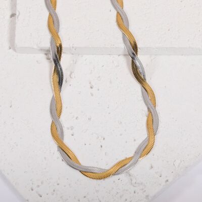 Frances - Collar de cadena de serpiente torcida de plata dorada