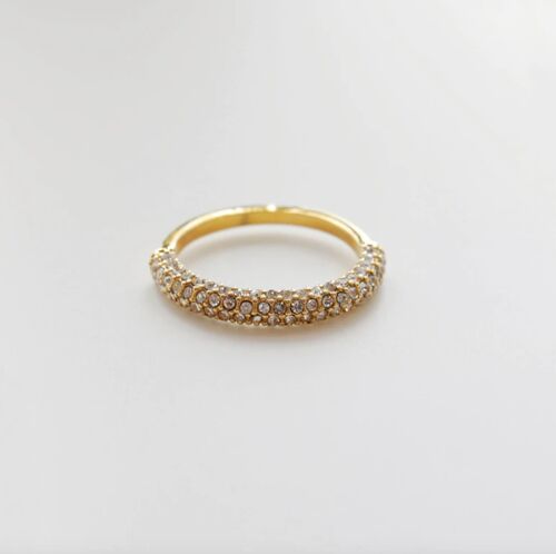 Franceso - Half Crystal Pavé Gold Band Ring