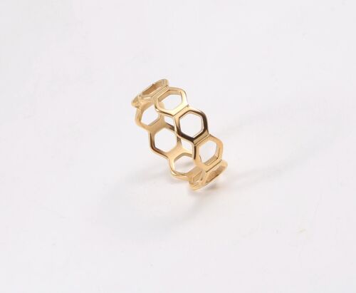 Iseul - Honey Comb Bee Gold Band Ring