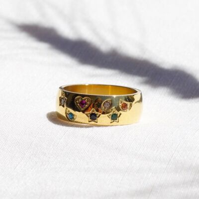 Alessia - Night Star Gold Band Ring
