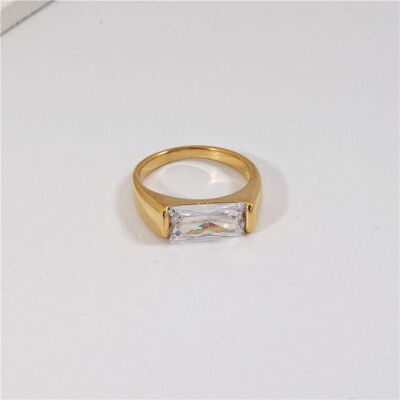 Aloysha - Baguette Crystal Square Signet Ring