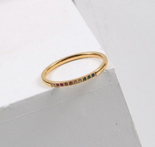 Ecco - Dainty Rainbow Gold Stacking Ring