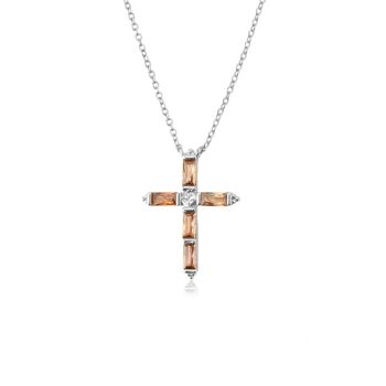 Cyzarine - Collier pendentif croix en cristal baguette 9