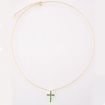 Cyzarine - Collier pendentif croix en cristal baguette 16