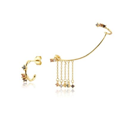 Danya - Pegasus Climber Cuff & Rainbow Hoop Earrings