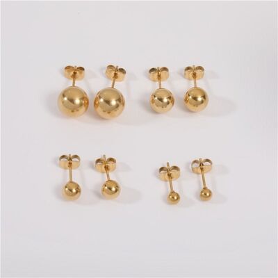 Gavrie - Simple Ball Stud Earrings in Gold 4 Sizes