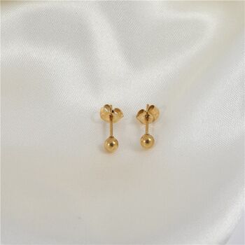 Gavrie - Boucles d'oreilles tige simple boule en or 4 tailles 4