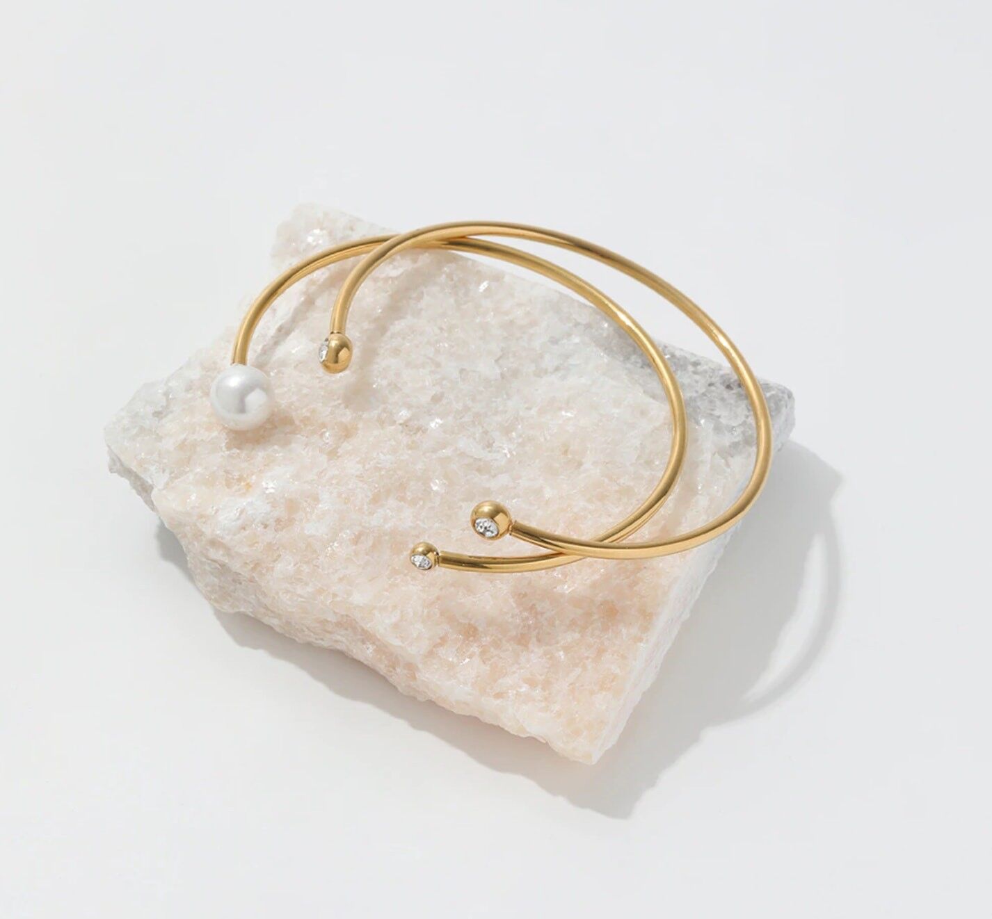 Kolya - Dainty Pearl Crystal Cuff Bangles 2 stili